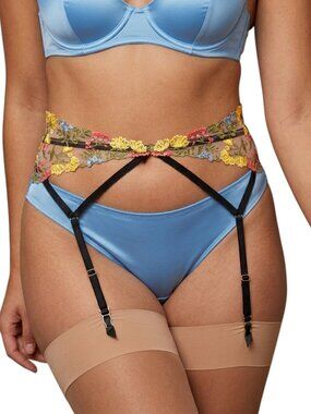 Victoria's Secret Dream Angels Garter Belt Floral Embroidered Lace Size M/L